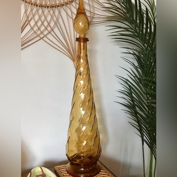 🧞‍♀️💛 Extra Tall Vintage Mid Century Empoli Genie Bottle Made in Italy 1960s - Picture 3 of 14
